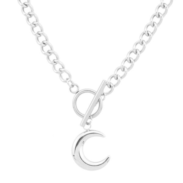 Silver Crescent Moon Toggle Chain Necklace ✨🌙