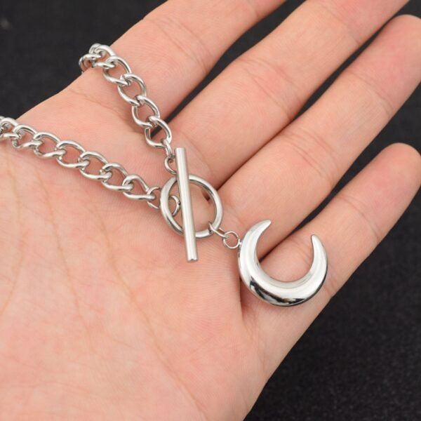 Silver Crescent Moon Toggle Chain Necklace ✨🌙 - Image 3