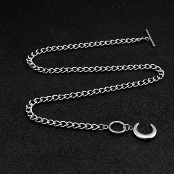 Silver Crescent Moon Toggle Chain Necklace ✨🌙 - Image 4
