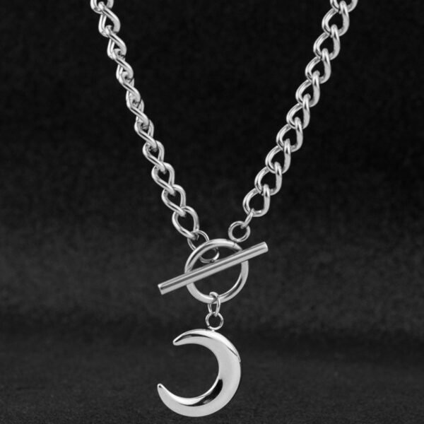 Silver Crescent Moon Toggle Chain Necklace ✨🌙 - Image 6