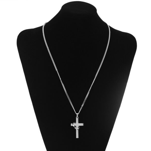 Men’s Stainless Steel Cross Necklace with Lord’s Prayer Ring ✝️💍 - Image 2