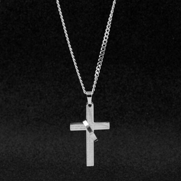 Men’s Stainless Steel Cross Necklace with Lord’s Prayer Ring ✝️💍 - Image 4