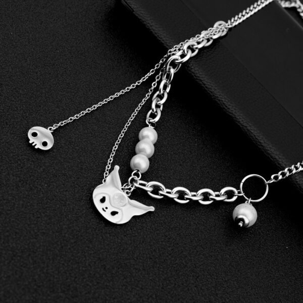 Gothic Kuromi-Inspired Pearl Chain Layered Necklace 🖤✨⛓️ - Image 6