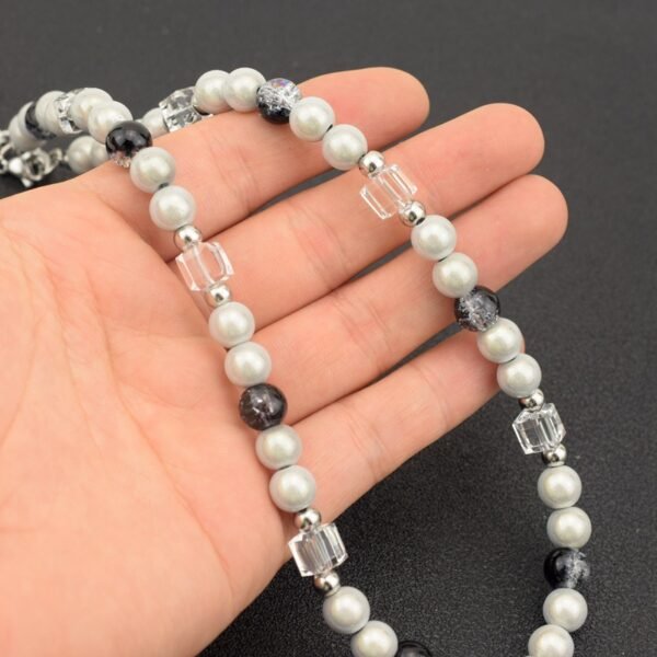 Elegant Black & Silver Beaded Necklace – Handmade Glass & Pearl Beads ✨🖤 - Image 8
