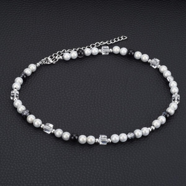 Elegant Black & Silver Beaded Necklace – Handmade Glass & Pearl Beads ✨🖤 - Image 7