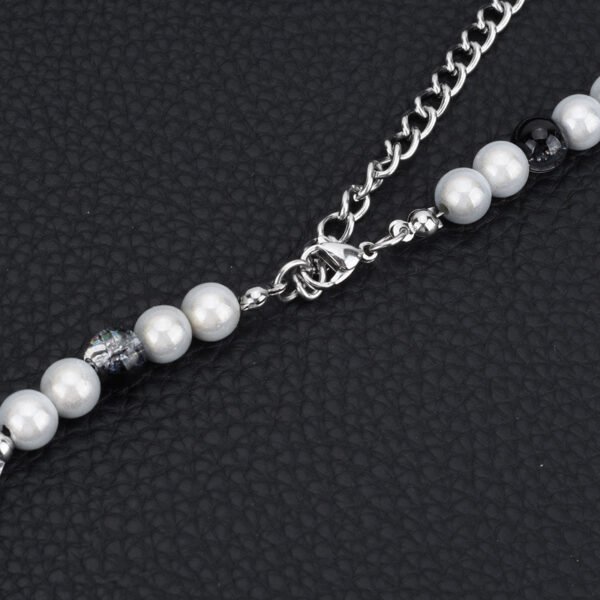 Elegant Black & Silver Beaded Necklace – Handmade Glass & Pearl Beads ✨🖤 - Image 6