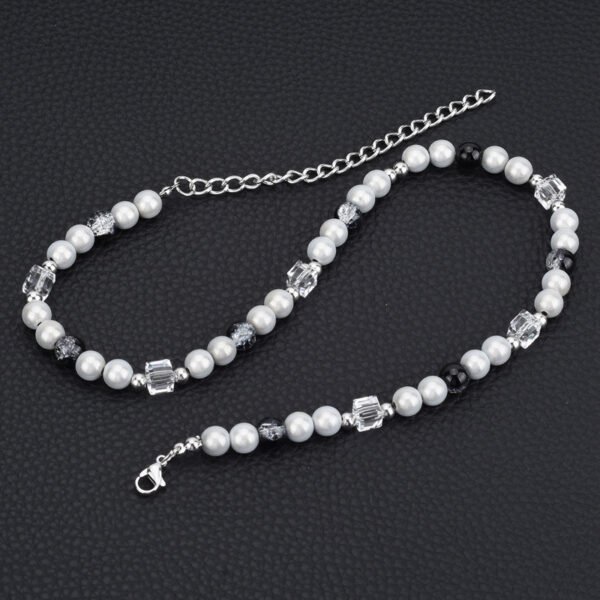 Elegant Black & Silver Beaded Necklace – Handmade Glass & Pearl Beads ✨🖤 - Image 5