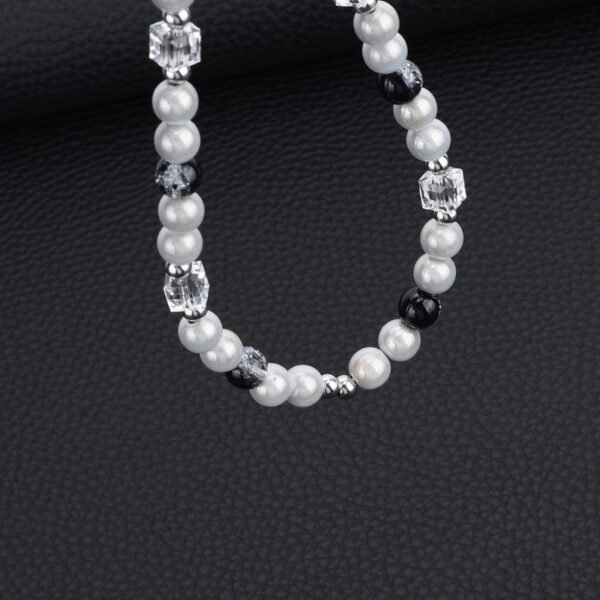 Elegant Black & Silver Beaded Necklace – Handmade Glass & Pearl Beads ✨🖤 - Image 3