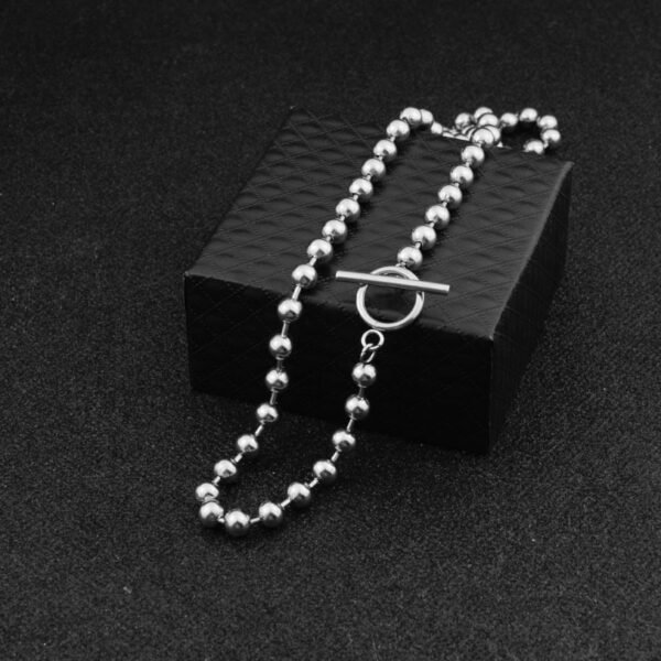 Minimalist Stainless Steel Ball Chain Y Necklace – Toggle Clasp Design ✨⛓️