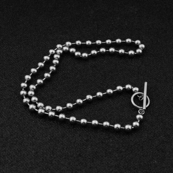 Minimalist Stainless Steel Ball Chain Y Necklace – Toggle Clasp Design ✨⛓️ - Image 2