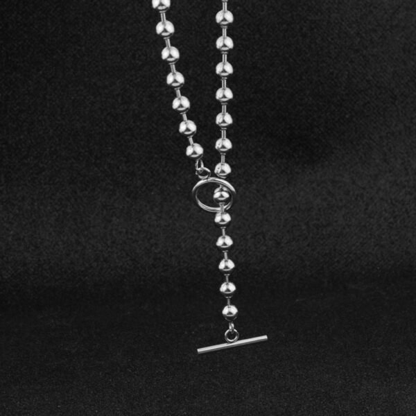 Minimalist Stainless Steel Ball Chain Y Necklace – Toggle Clasp Design ✨⛓️ - Image 3