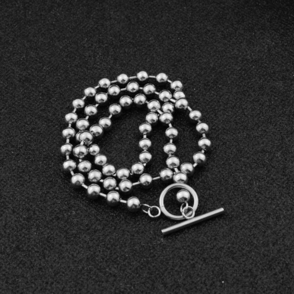 Minimalist Stainless Steel Ball Chain Y Necklace – Toggle Clasp Design ✨⛓️ - Image 4