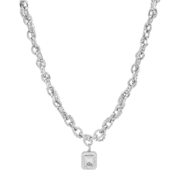 Luxury Chunky Silver Chain Necklace with Sparkling Pendant ✨💎