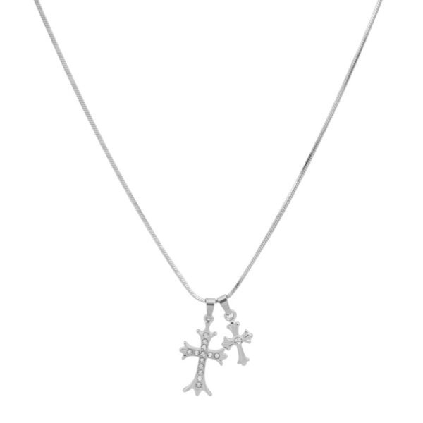 Elegant Double Cross Pendant Necklace – Silver Christian Jewelry ✝️✨