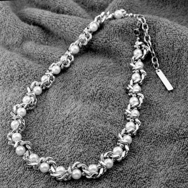 Chunky Silver & Pearl Chain Bracelet – Modern Statement Jewelry ✨💎 - Image 7