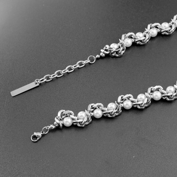 Chunky Silver & Pearl Chain Bracelet – Modern Statement Jewelry ✨💎 - Image 6