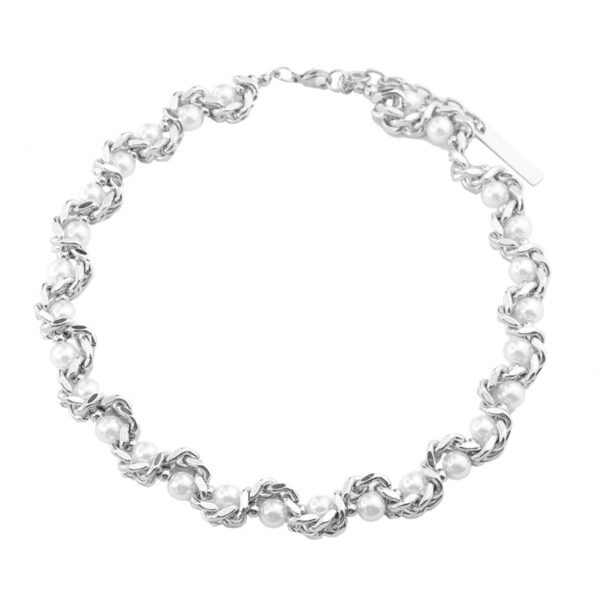 Chunky Silver & Pearl Chain Bracelet – Modern Statement Jewelry ✨💎