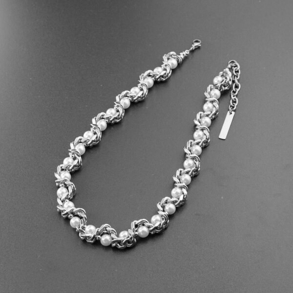 Chunky Silver & Pearl Chain Bracelet – Modern Statement Jewelry ✨💎 - Image 3