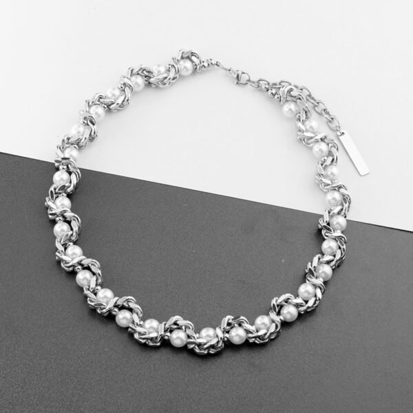 Chunky Silver & Pearl Chain Bracelet – Modern Statement Jewelry ✨💎 - Image 4