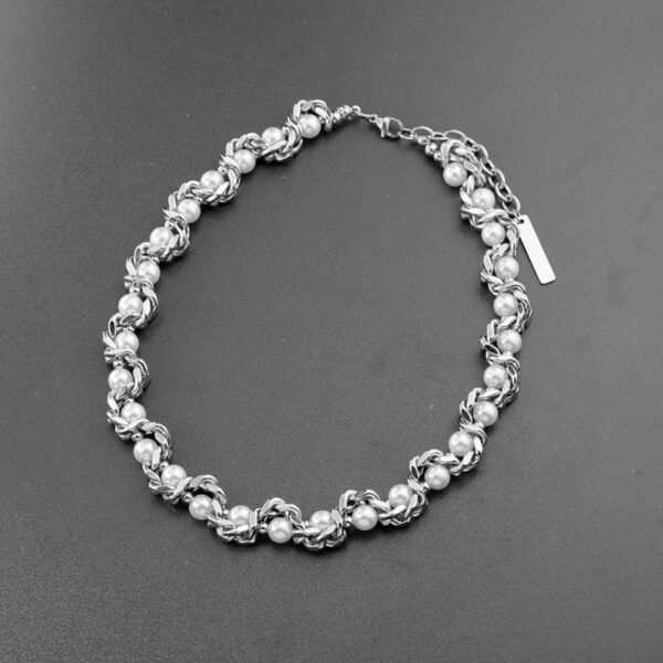 Chunky Silver & Pearl Chain Bracelet – Modern Statement Jewelry ✨💎 - Image 5