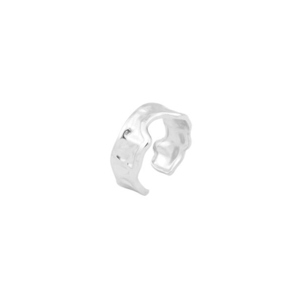 Organic Molten Silver Adjustable Ring – Minimalist Handmade Style ✨💍