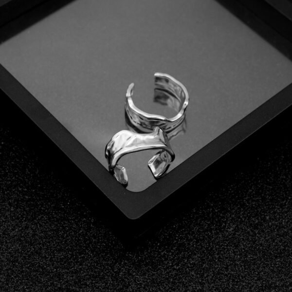 Organic Molten Silver Adjustable Ring – Minimalist Handmade Style ✨💍 - Image 2