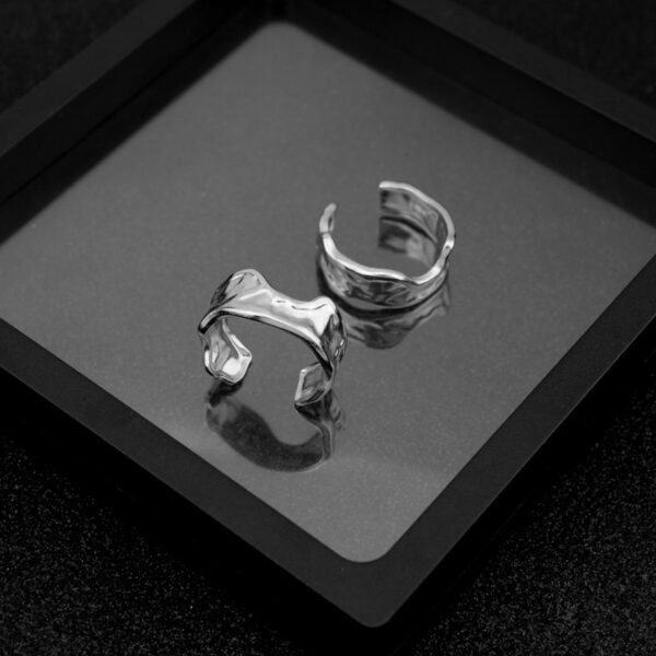 Organic Molten Silver Adjustable Ring – Minimalist Handmade Style ✨💍 - Image 4