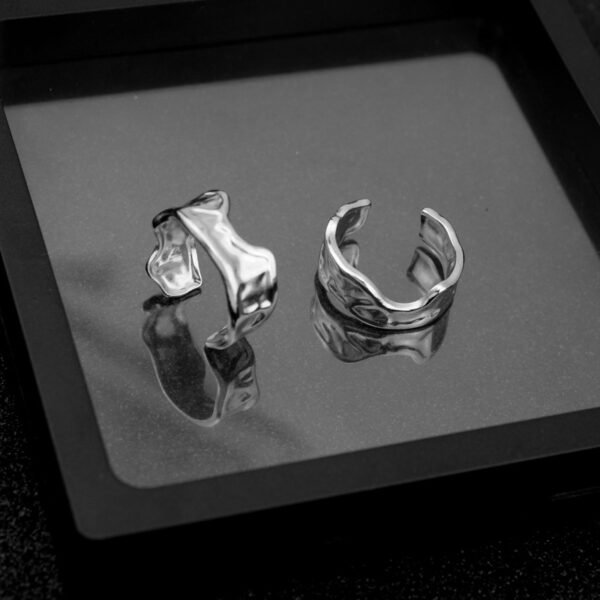 Organic Molten Silver Adjustable Ring – Minimalist Handmade Style ✨💍 - Image 5