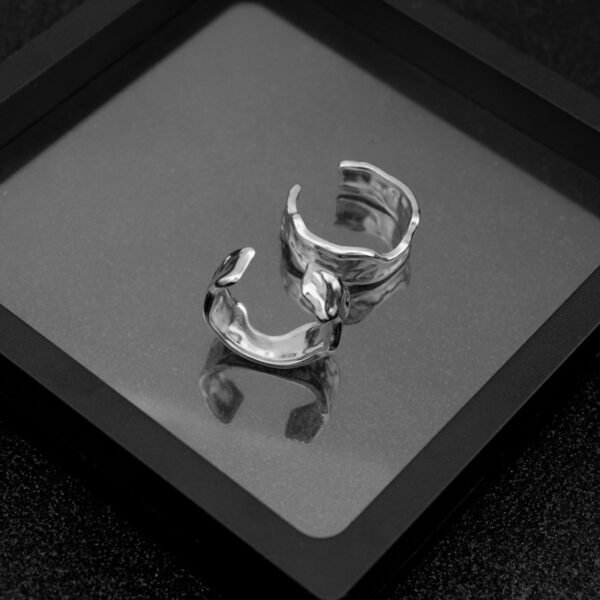 Organic Molten Silver Adjustable Ring – Minimalist Handmade Style ✨💍 - Image 6