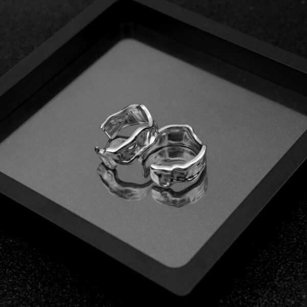 Organic Molten Silver Adjustable Ring – Minimalist Handmade Style ✨💍 - Image 7