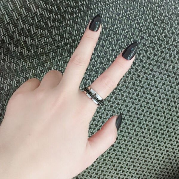 Men’s Stainless Steel Spinner Chain Ring – Black Cuban Link Band ⛓️💍 - Image 3