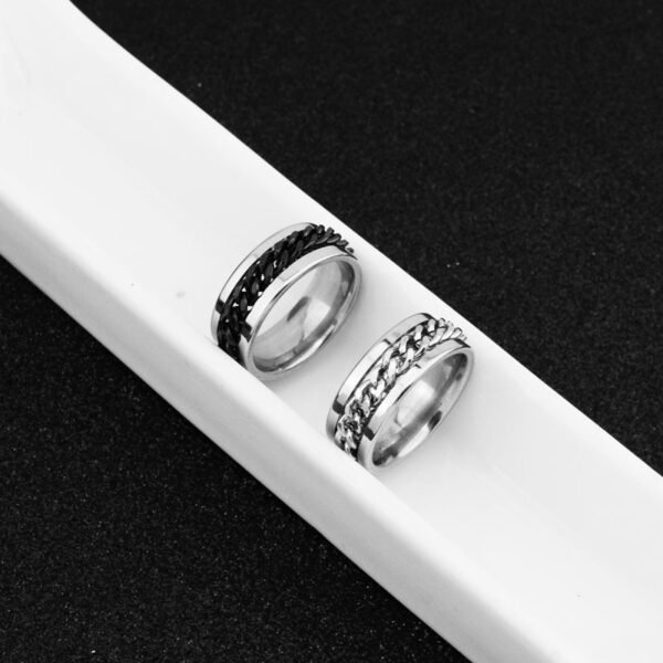 Men’s Stainless Steel Spinner Chain Ring – Black Cuban Link Band ⛓️💍 - Image 5