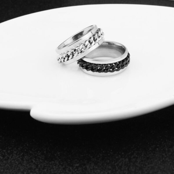 Men’s Stainless Steel Spinner Chain Ring – Black Cuban Link Band ⛓️💍 - Image 6