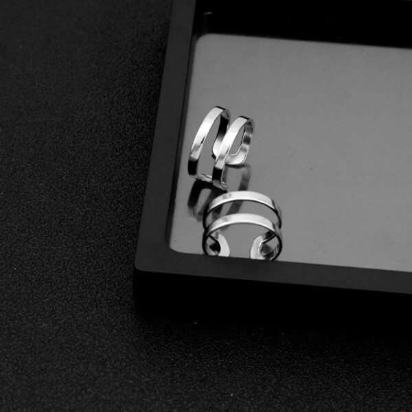 Minimalist Double Band Open Ring – Adjustable Silver Statement Ring ✨💍 - Image 5