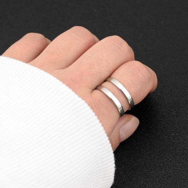 Minimalist Double Band Open Ring – Adjustable Silver Statement Ring ✨💍 - Image 2
