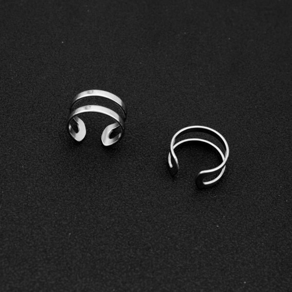 Minimalist Double Band Open Ring – Adjustable Silver Statement Ring ✨💍 - Image 4