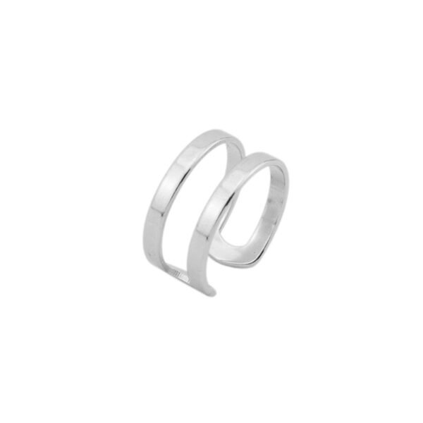 Minimalist Double Band Open Ring – Adjustable Silver Statement Ring ✨💍