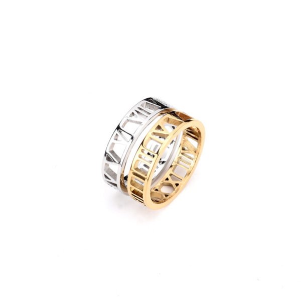 Roman Numeral Cutout Stainless Steel Ring – Timeless Classic Band ⏳💍