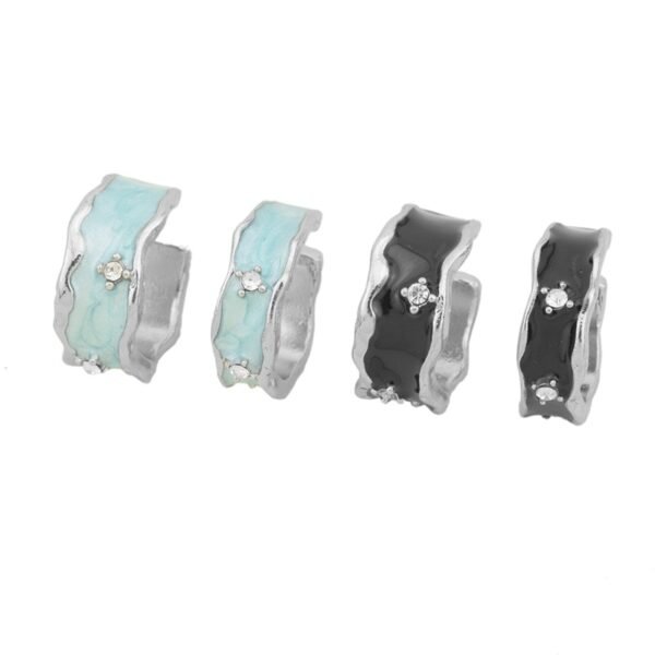 Wave Enamel Huggie Hoop Earrings – Ocean & Night-Inspired Design 🌊✨
