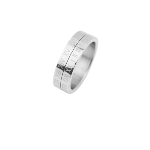Roman Numeral Stainless Steel Band – Timeless Engraved Ring ⏳💍